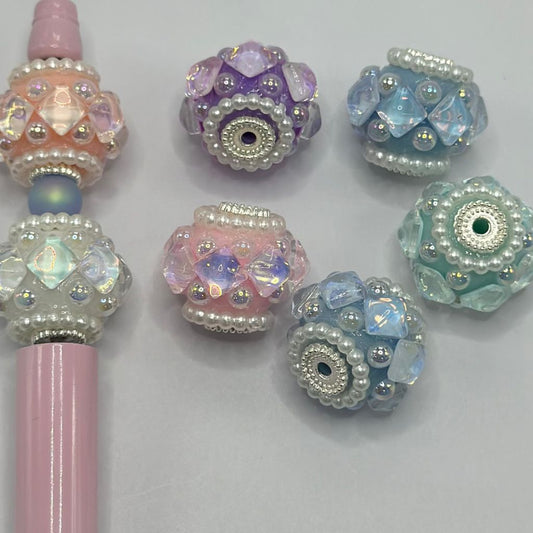 ファンシークレイビーズ、ABラインストーン、フラットバックパール、ハロースパークリング20mmランダムミックス