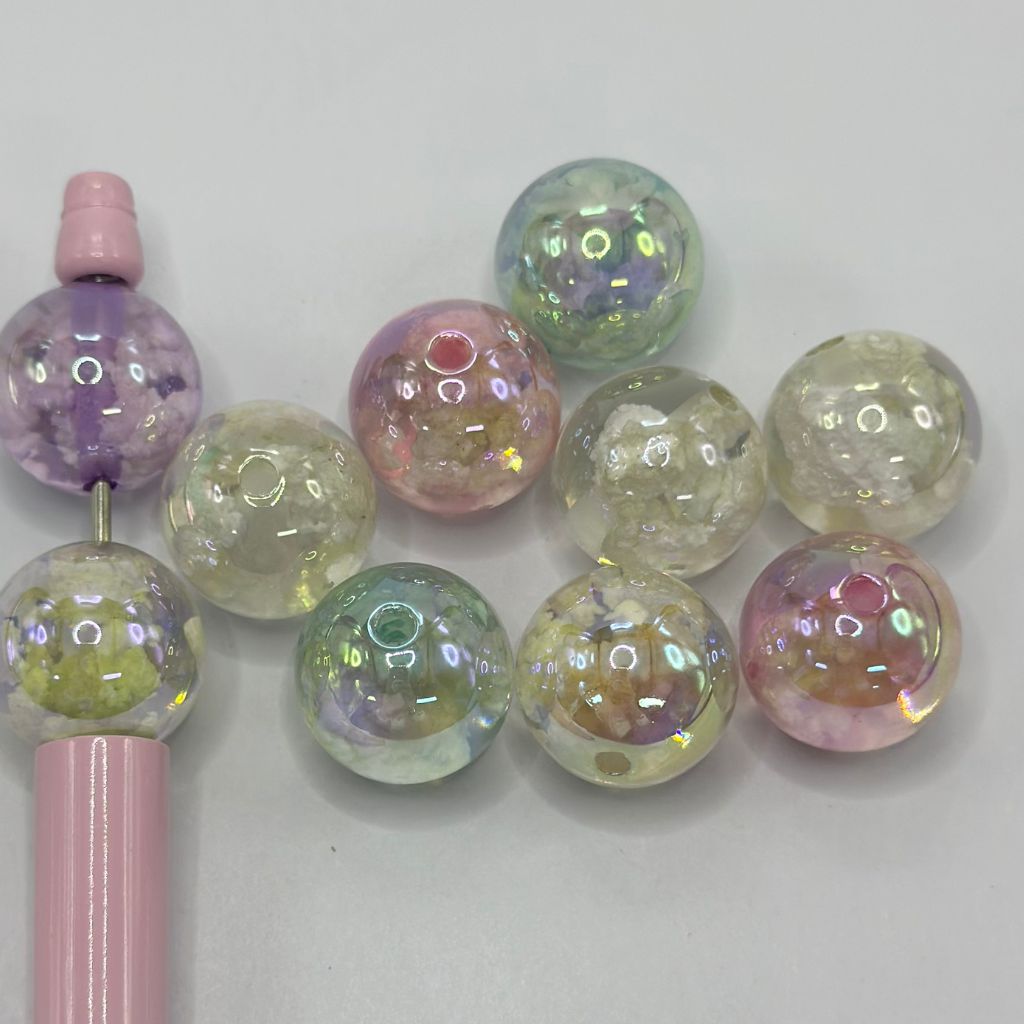 Large Acrylic Beads Cloud See-through Clear Transparent UV Finish 20mm Random Mix