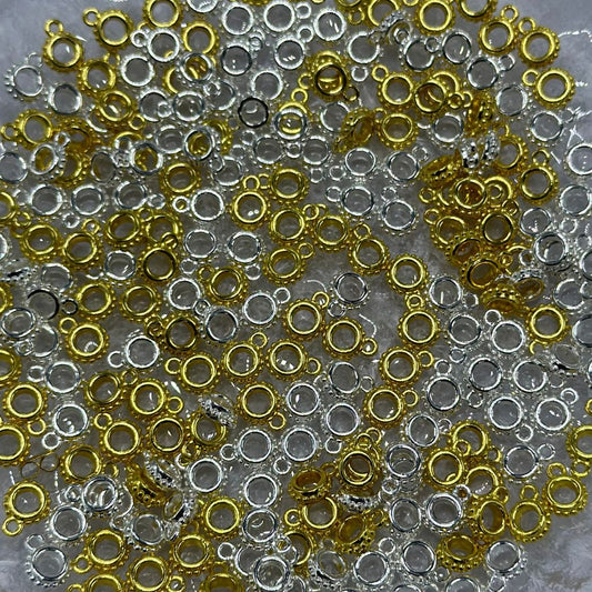 Alloy Bail Beads in Silver and Golden Color with Pearl Texture, 7mm Wide