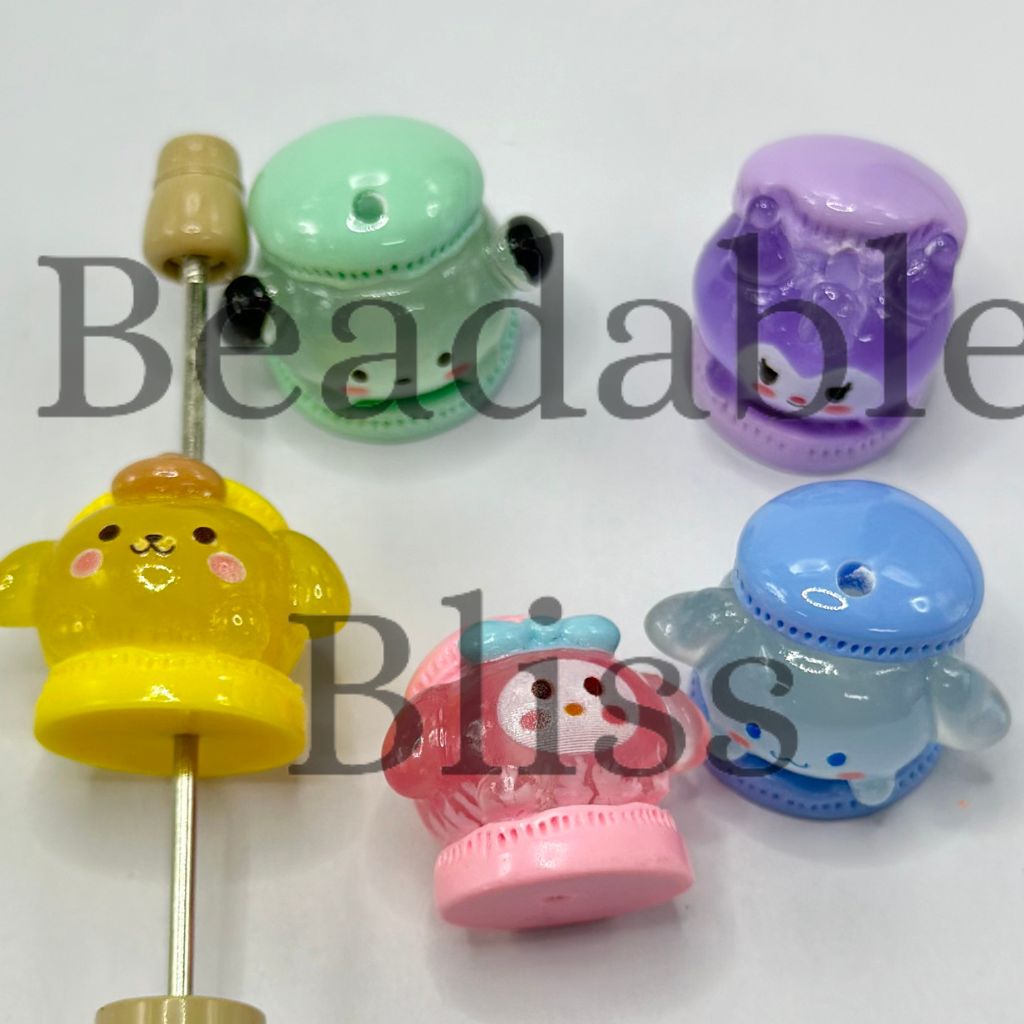 Luminous Glow in the Dark Resin Beads Cute Cartoon Friends Macaron Cookie Biscuit Random Mix 22*26.5mm