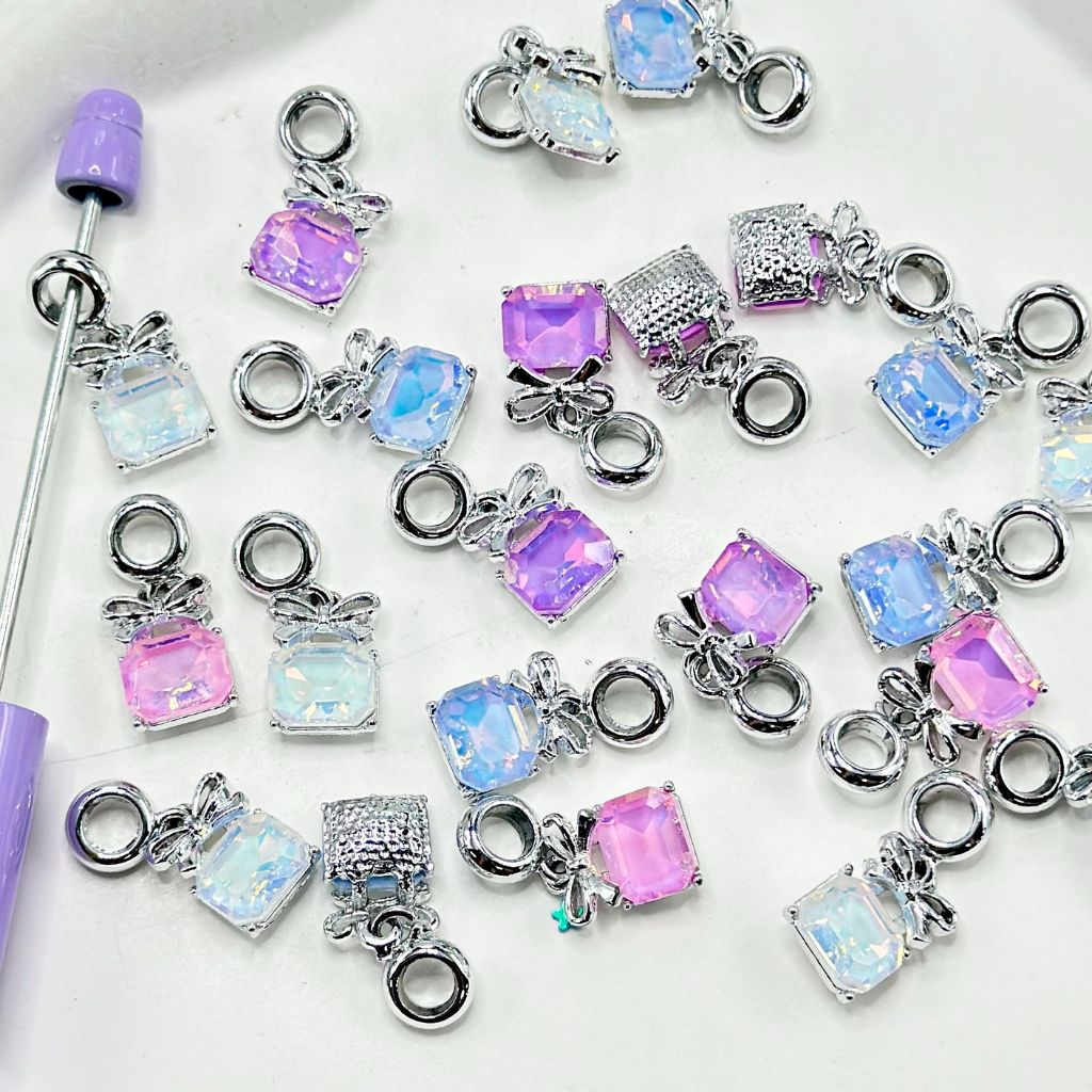 Silver Alloy Bowknot Handbag Large Rhinestone Loop Pen Chain,23MM