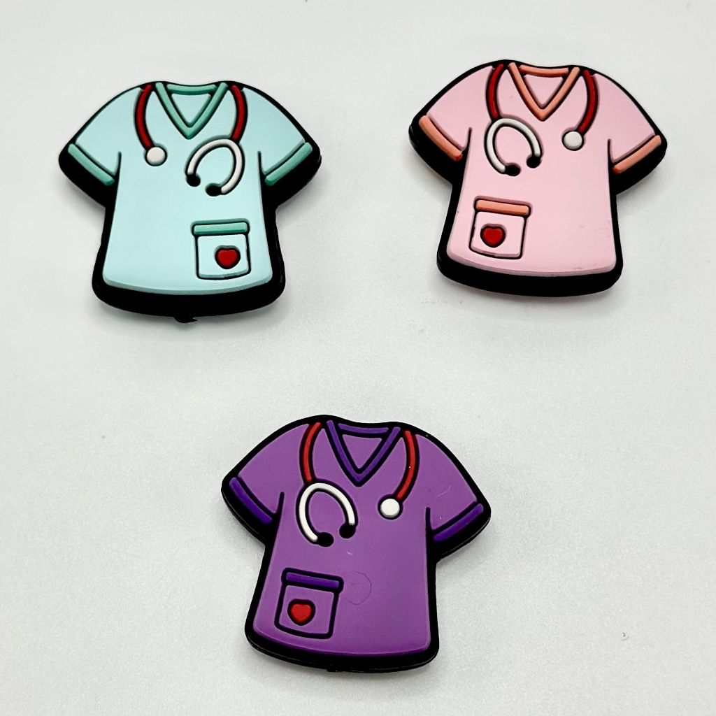 Nurse Silicone Beads, Nurse Uniform with Stethoscope, Silicone Focal Beads