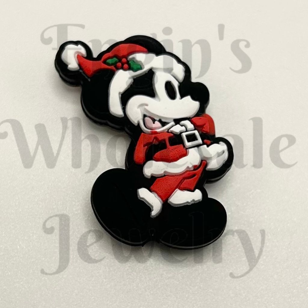 Cartoon Mouse Christmas Santa Costume Silicone Focal Beads (Ship out in Around 4-6 Days after Ordering)