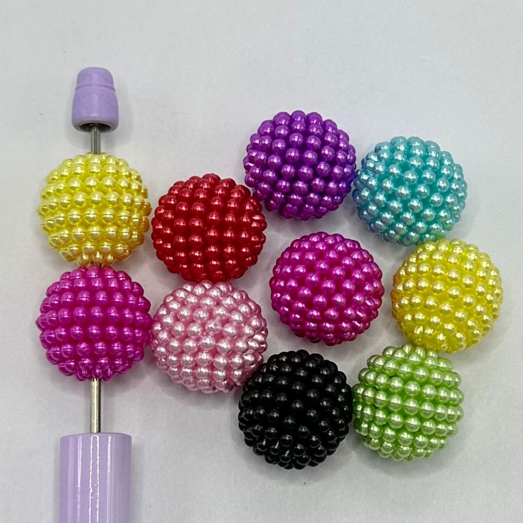 Bayberry Textured Rotating Bumpy Solid Colors Acrylic Beads Big Size 20mm Random Mix