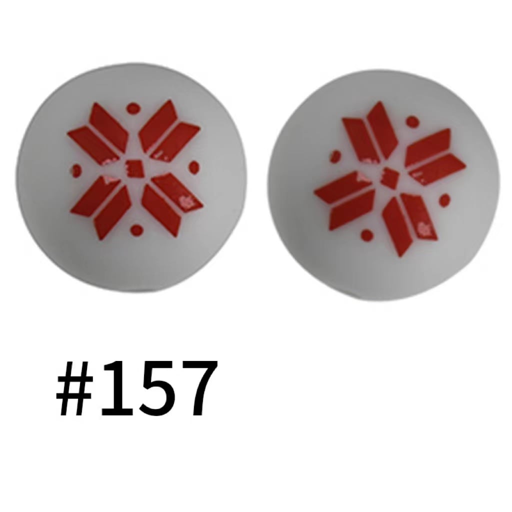 Christmas Windmill on White Printed Silicone Beads Number 157
