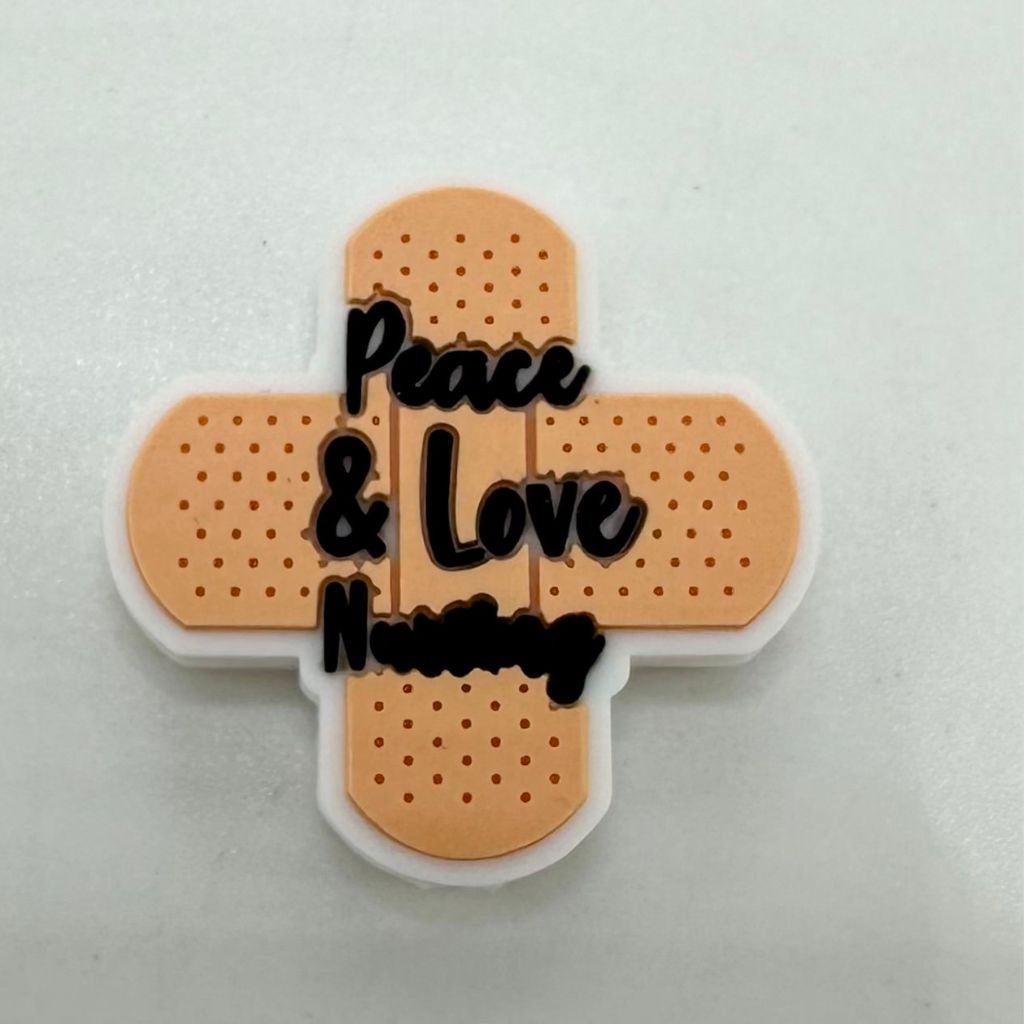 Medical Plaster Bandage Peace & Love Silicone Nurse Doctor Focal Beads