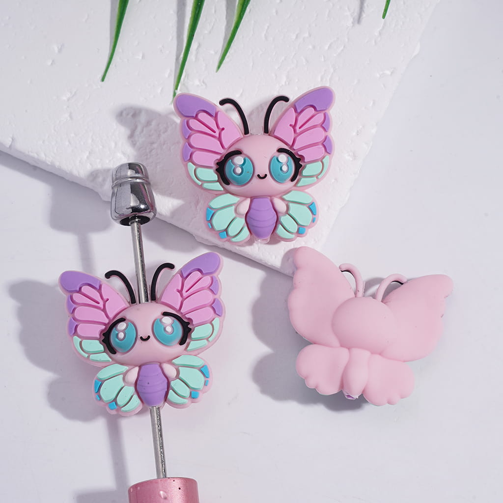 Silicone Focal Beads 3D Big Eye Butterfly Opening Wings
