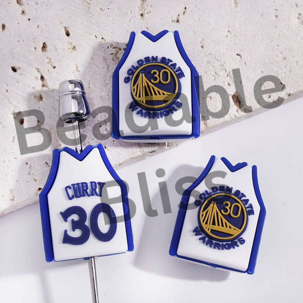 Silicone Focal Beads 3D Basketball Jersey with Number "30"