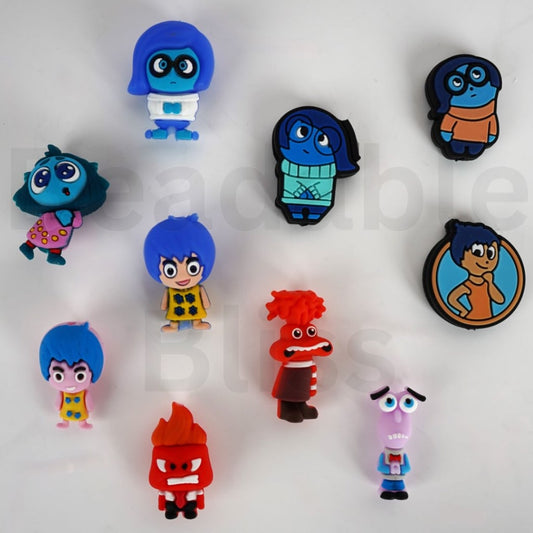 3D Mini Cute Insid Out Family Cartoon Silicone Focal Beads, Random Mix