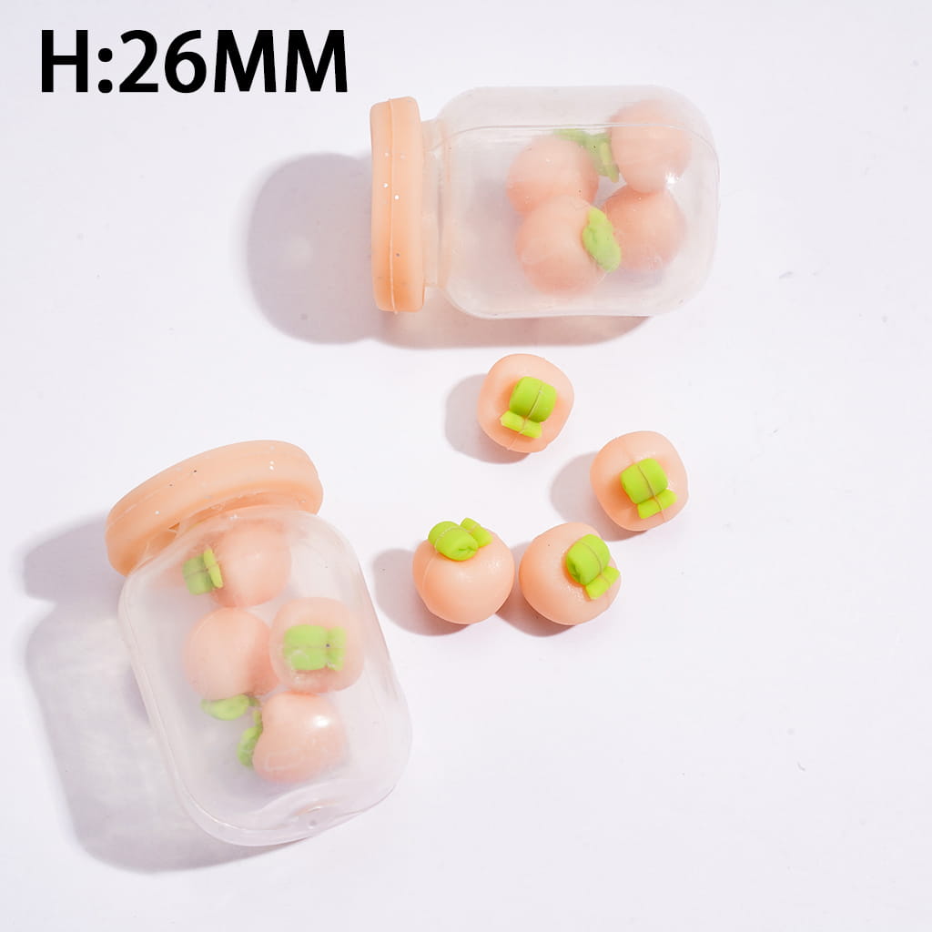 Soft Silicone Shaker Beads with Mini Fruit Peach Inside Bottle