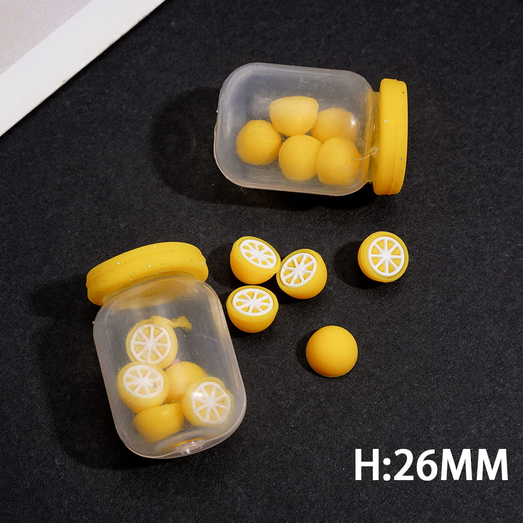 Soft Silicone Shaker Beads with Mini Lemon Inside Bottle