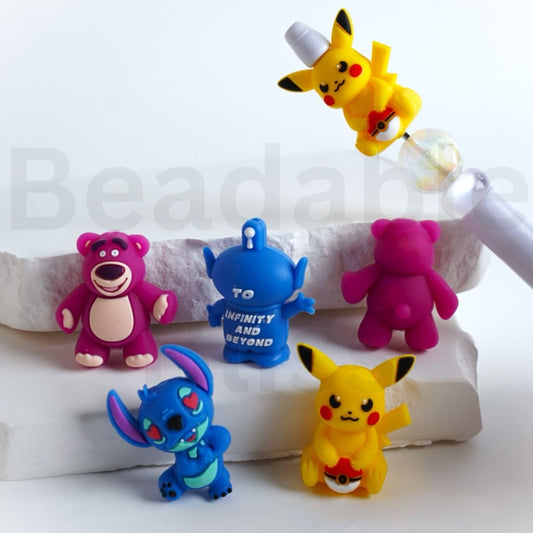 3Dかわいいステッチピカチュウロットベアアリーディズニーポケモおもちゃストアシリコンフォーカルビーズ