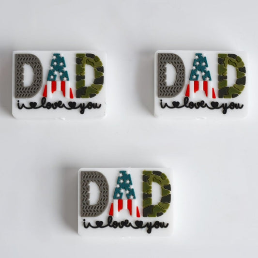 USA America Army Military Dad Father Papa Silicone Focal Beads, Random Mix