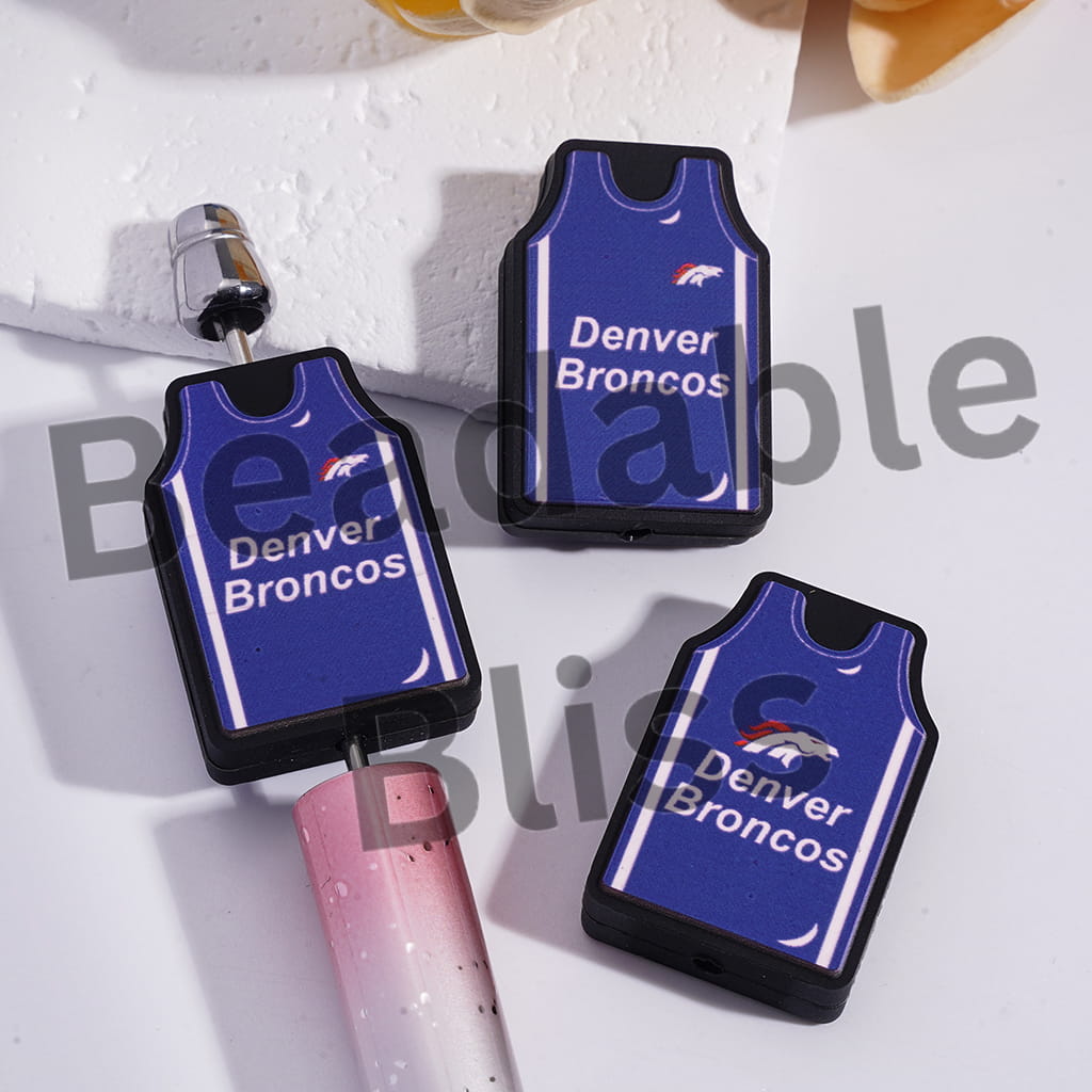 Silicone Focal Beads Denver Football Jersey