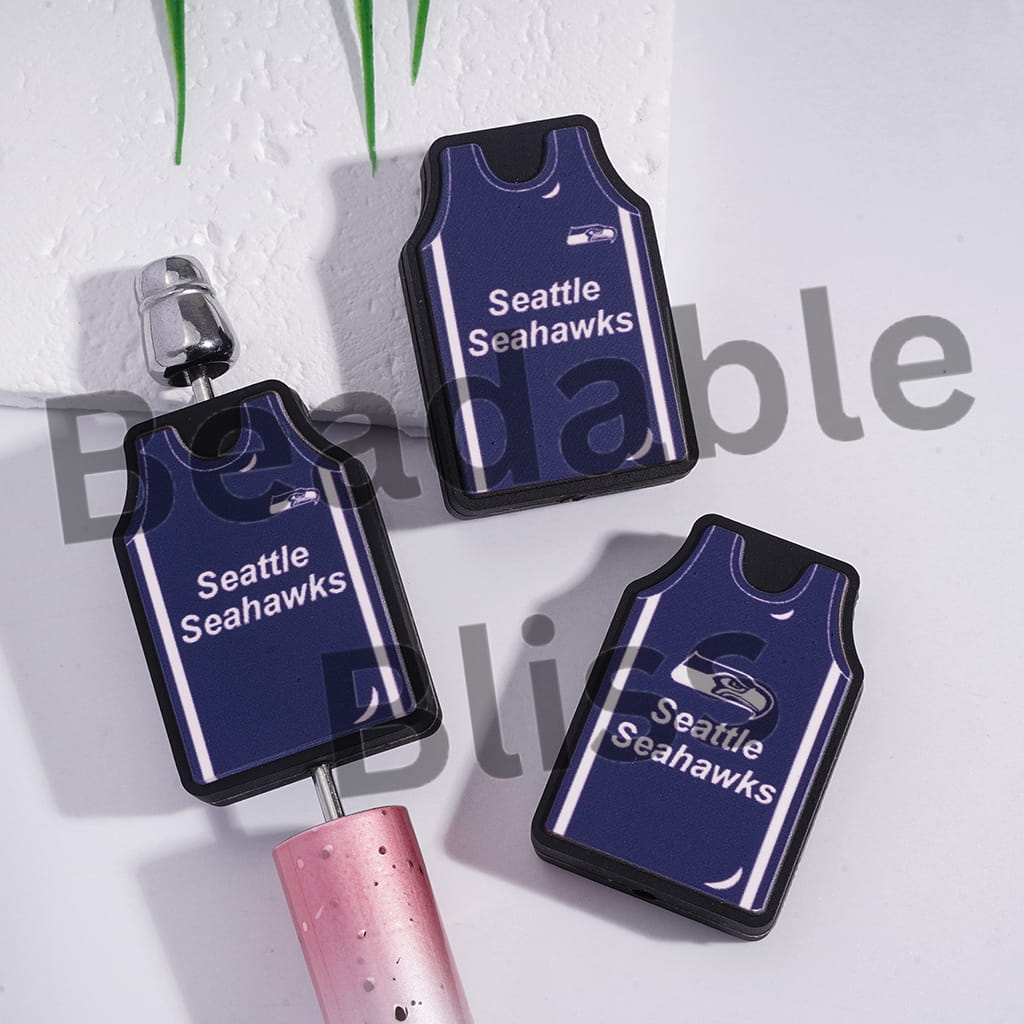 Silicone Focal Beads Seattle Football Jersey