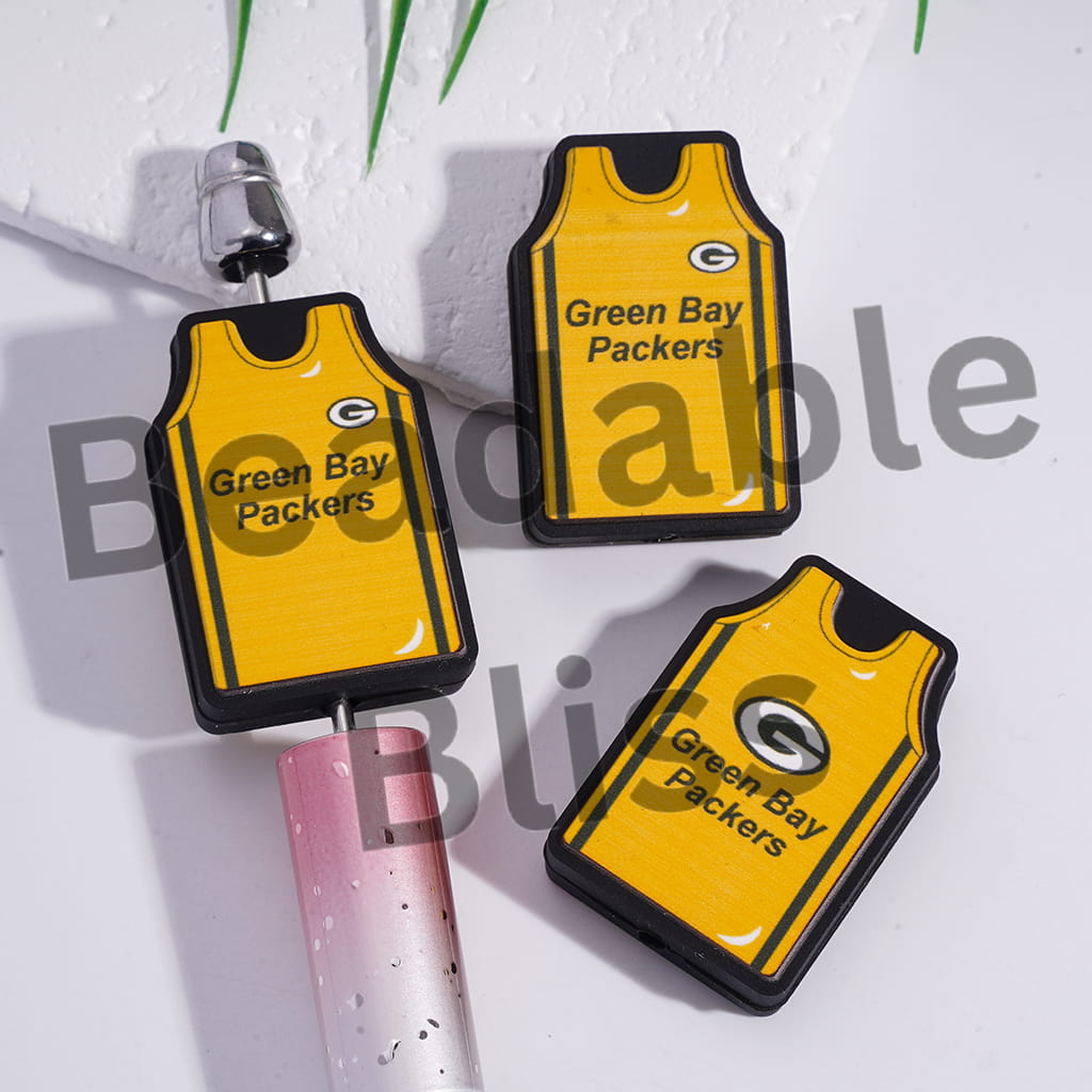 Silicone Focal Beads Green Bay Football Jersey