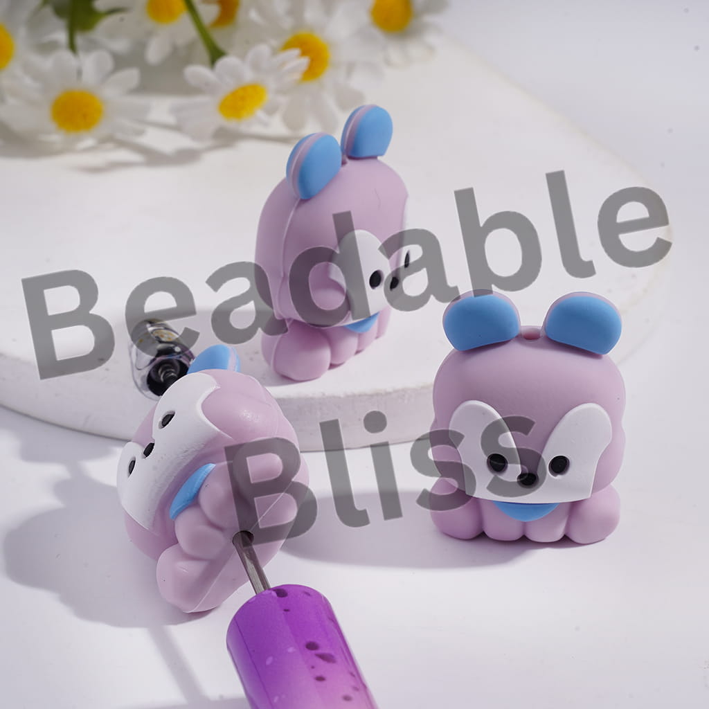 Silicone Focal Beads 3D Korean Boy Group Purple Pony Image