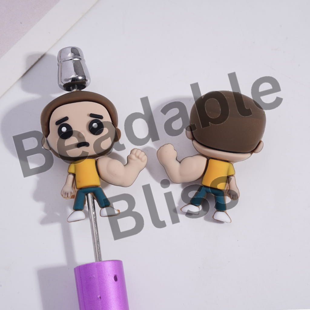 Silicone Focal Beads 3D Kind Boy with Strong Muscle on Left Arm
