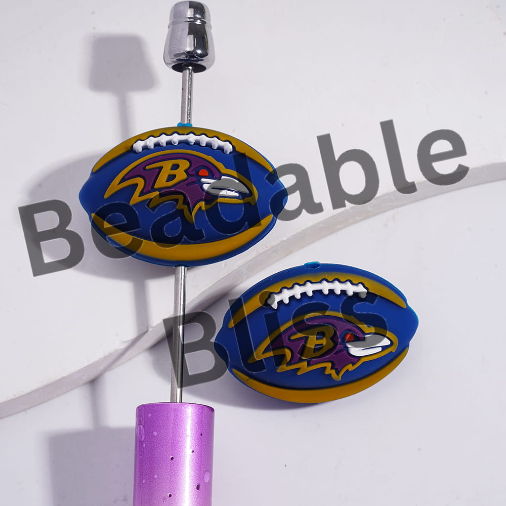 Silicone Focal Beads 3D Sports American Football Baltimore Prints