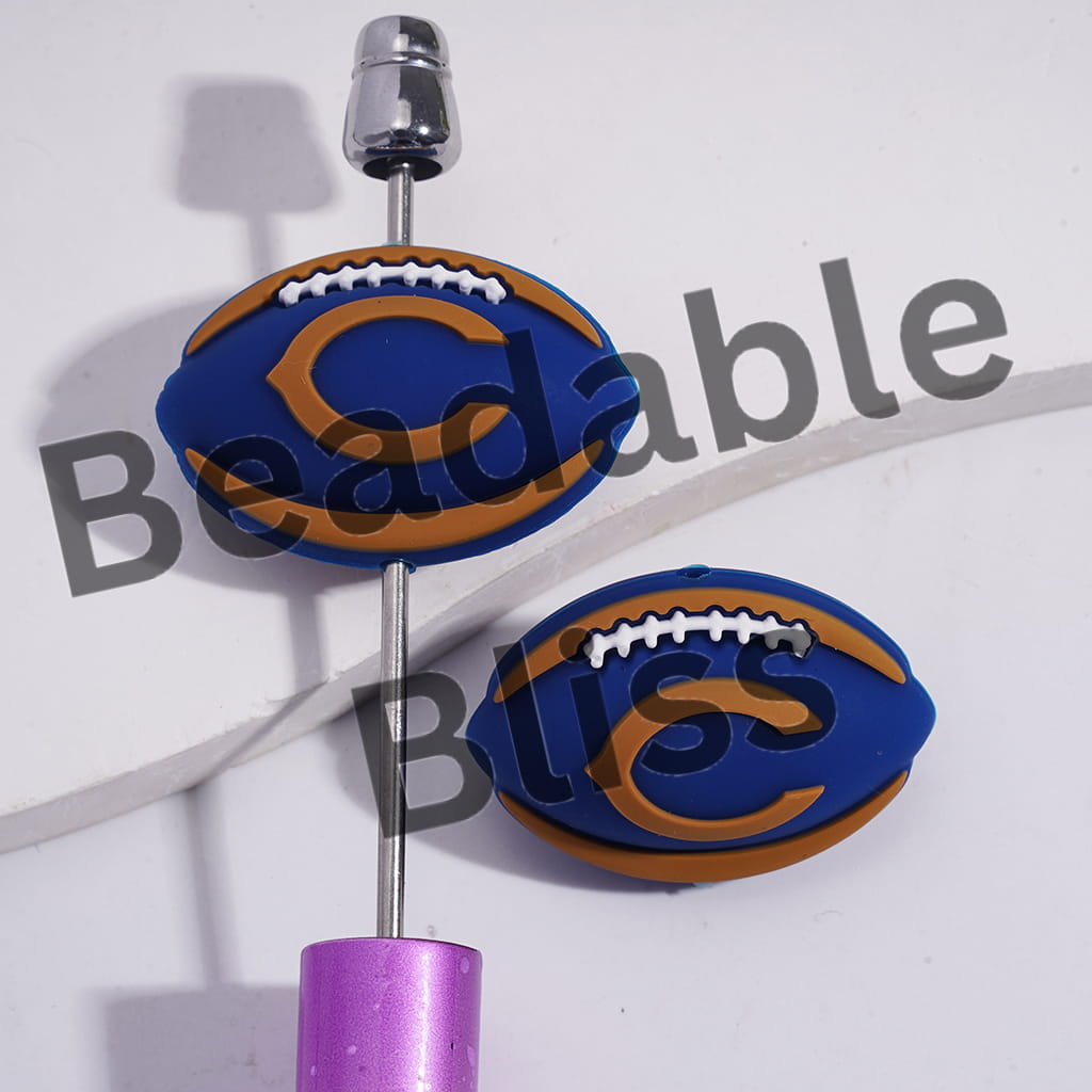 Silicone Focal Beads 3D Sports American Football Chicago Prints