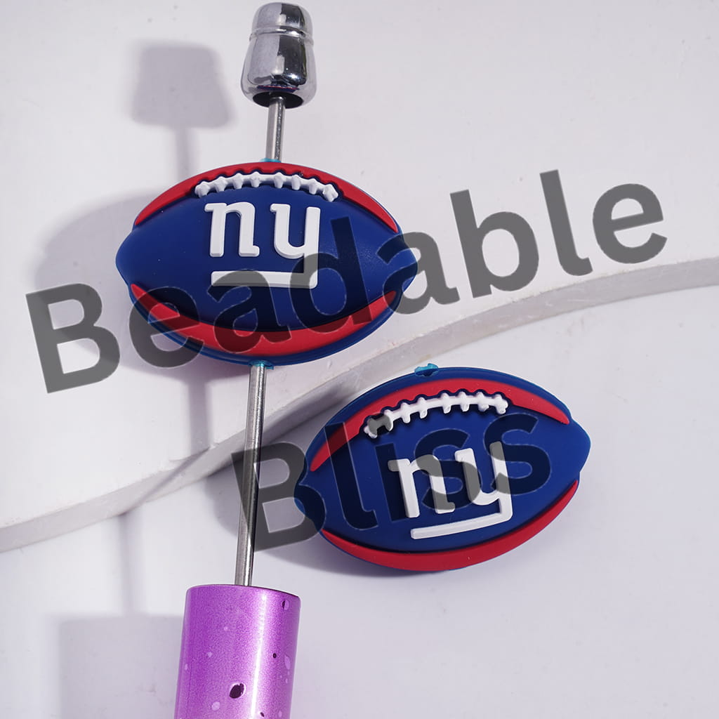 Silicone Focal Beads 3D Sports American Football NY Prints