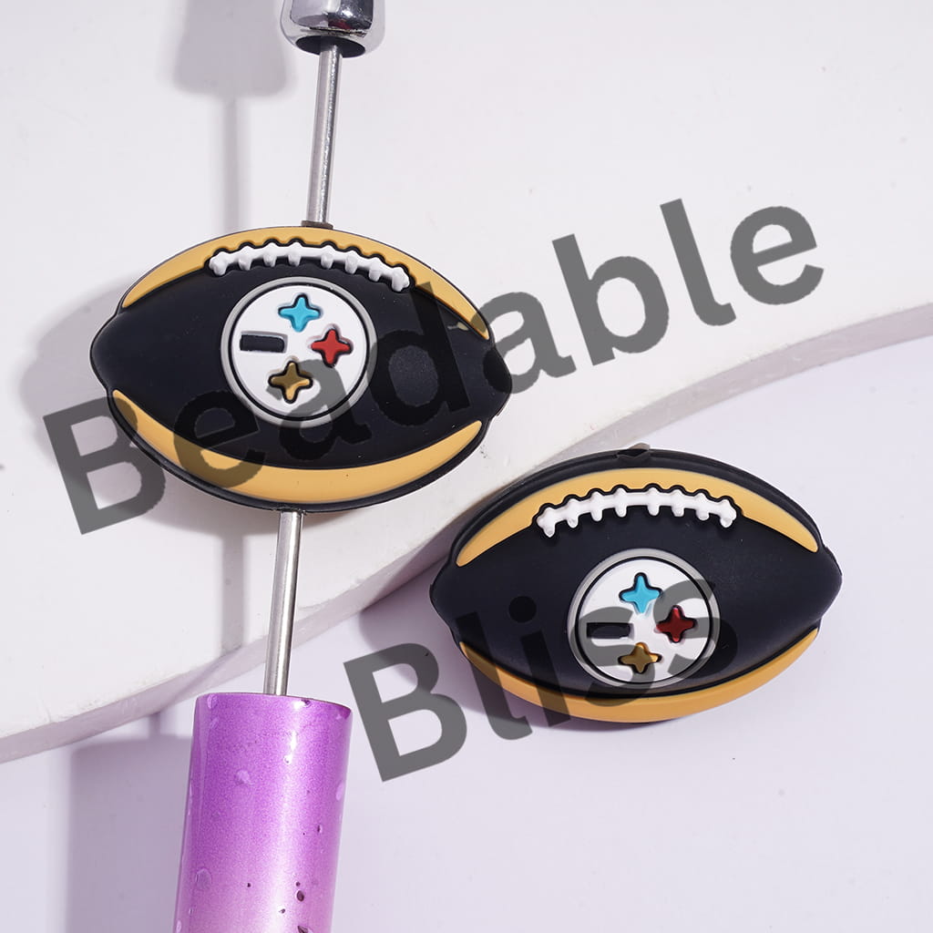 Silicone Focal Beads 3D Sports American Football Team Pittsburgh
