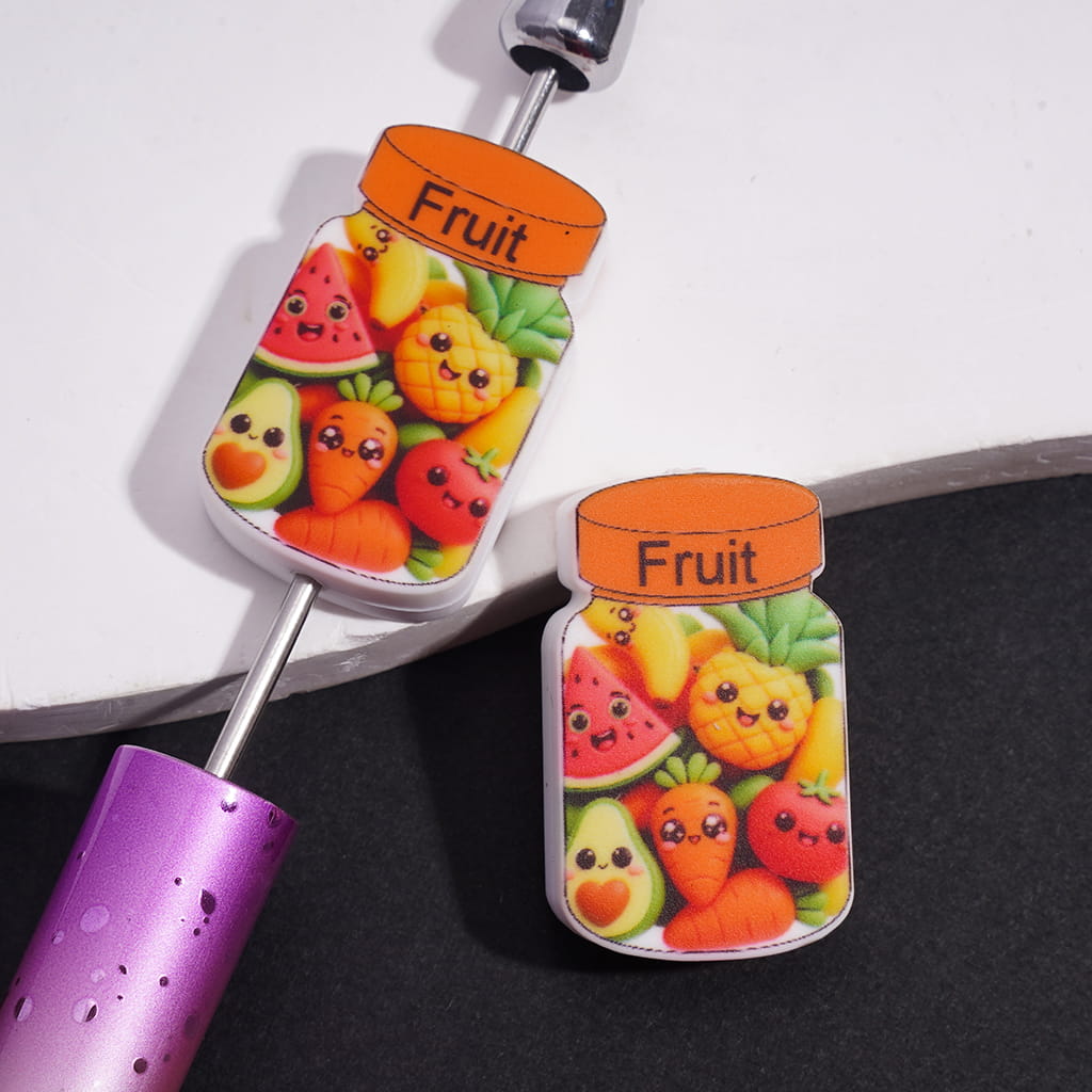 Silicone Focal Beads Fruit and Vegetable Jar with Watermelon Banana Tomato Carrot