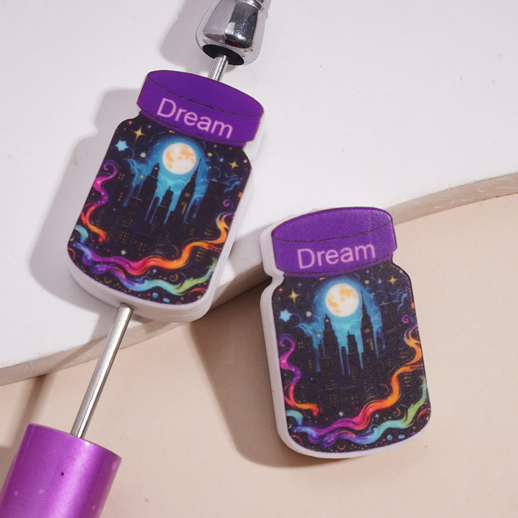 Silicone Focal Beads Dream Jar in City Nightscape Under the Moonlight