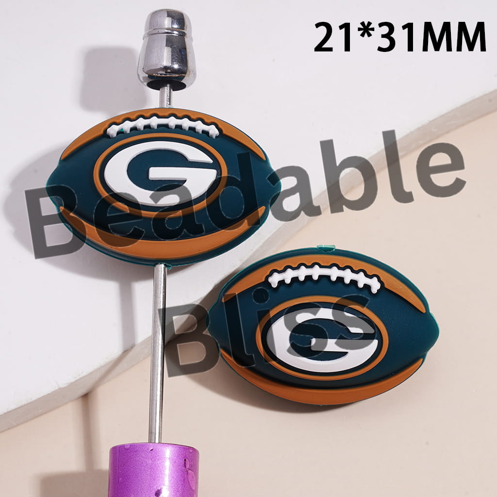 Silicone Focal Beads 3D Sports American Football Team Green Bay