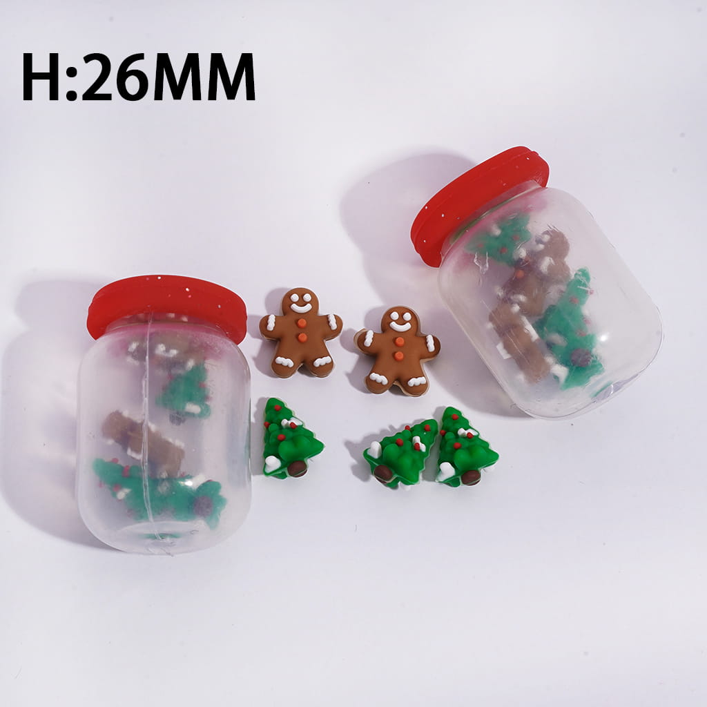 Soft Silicone Shaker Beads with Mini Christmas Tree and Gingerbread Inside Bottle