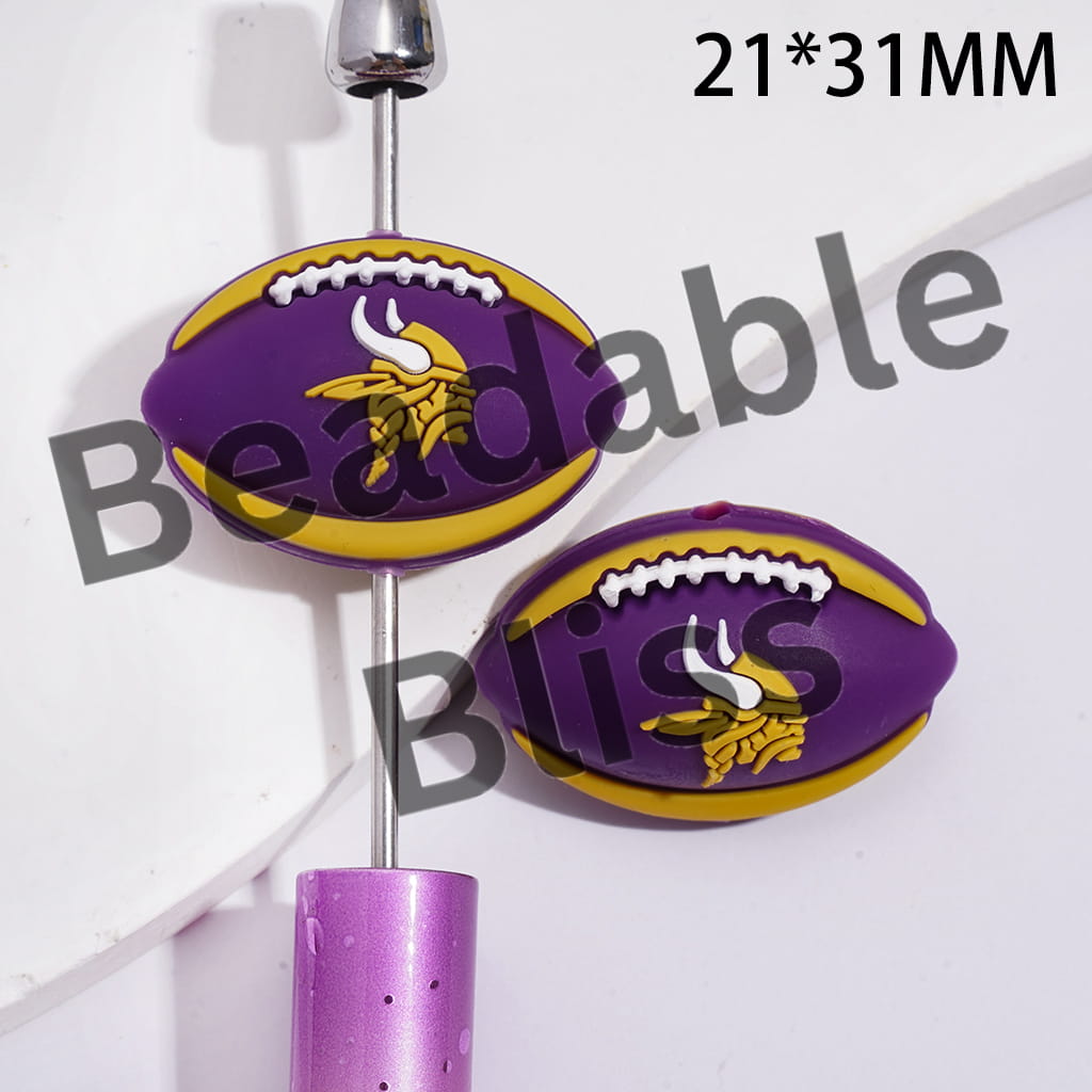 Silicone Focal Beads 3D Sports American Football Team Minnesota