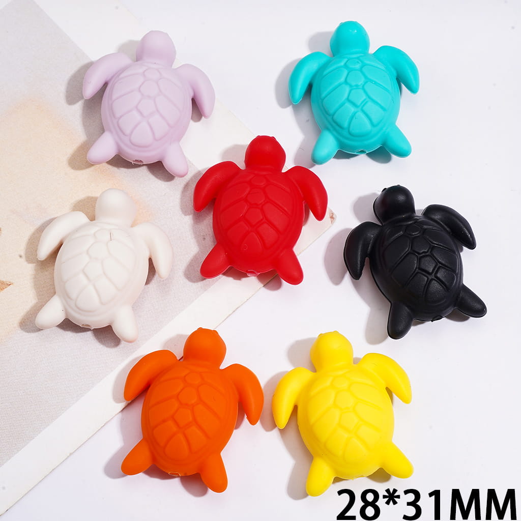 3D Multicolor Sea Turtle Tortoise Series Silicone Focal Beads, Random Mix