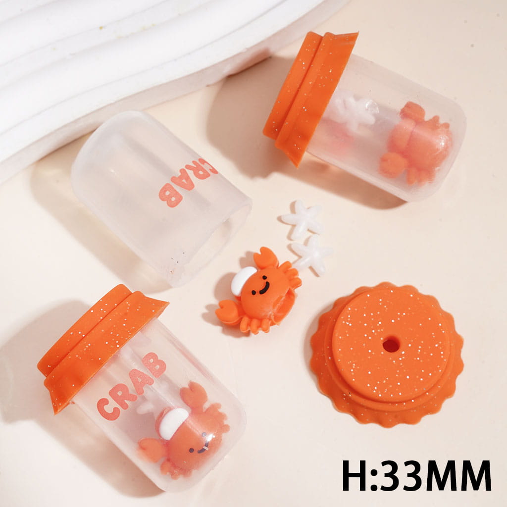 Silicone Shaker Beads w Starfish and Crab Inside, Height 33MM