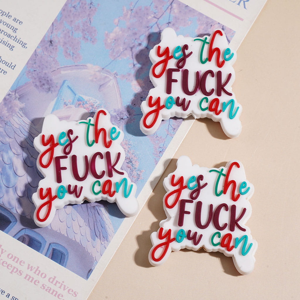 Silicone Focal Beads with Text "yes the humor you can"