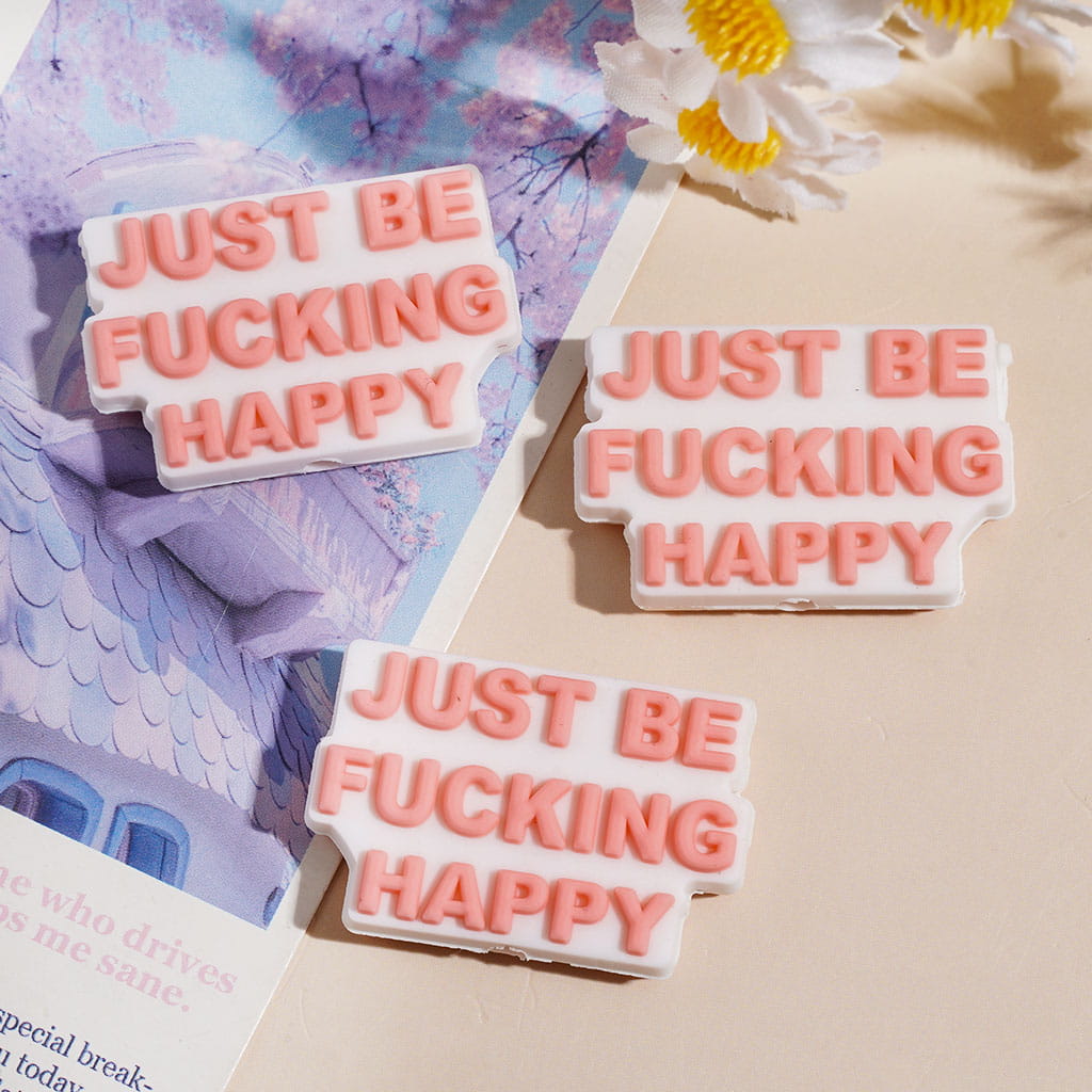 Silicone Focal Beads with Text "JUST BE HUMOR HAPPY"