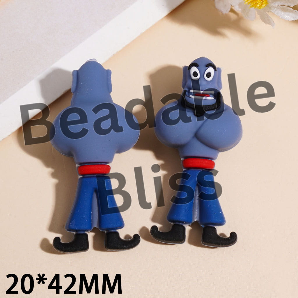 Silicone Focal Beads Blue Magic Lamp Character, 20*42MM