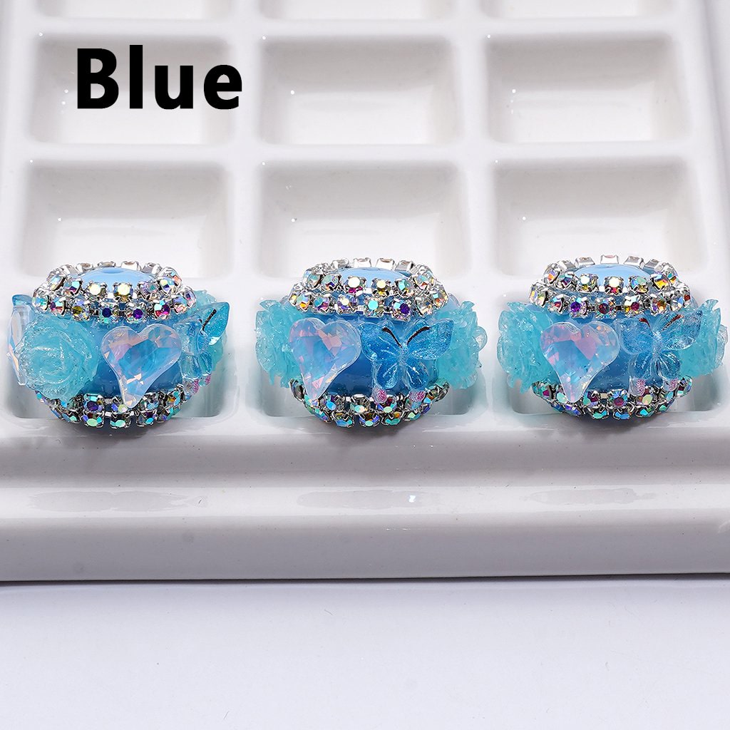 Fancy Glitter Flowers Cute Butterflies Shiny Hearts AB Rhinestones Chains Acrylic Beads, Around 16*24MM