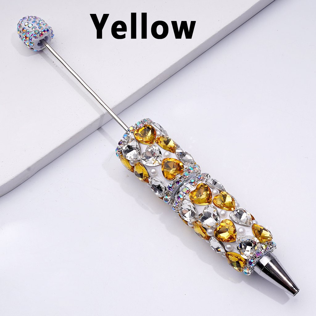 Beadable Clay Pens with Multi-Color Shiny Hearts White Pearls Mini AB Rhinestones Chains