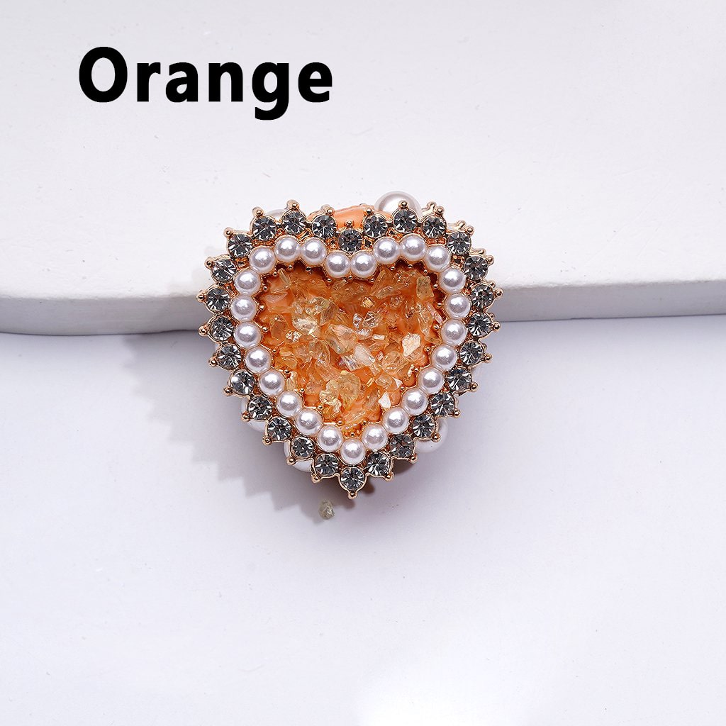 Bling Bling Fancy Gold Alloy Heart with Shiny Rhinestones White Pearls Mini Stones Rocks Clay Beads, Around 28*28*13MM