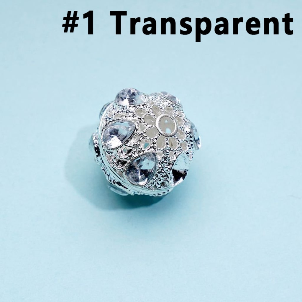 Exquisite Silver Alloy Hollow Ball with Colorful Rhinestones Beads, Around 16MM