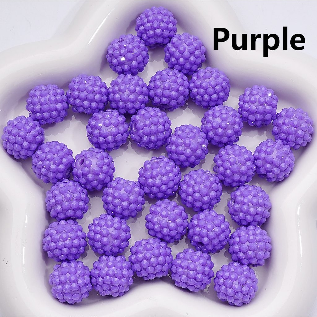 Solid Color Rhinestones Waxberry Ball Round Acrylic Beads, 16MM