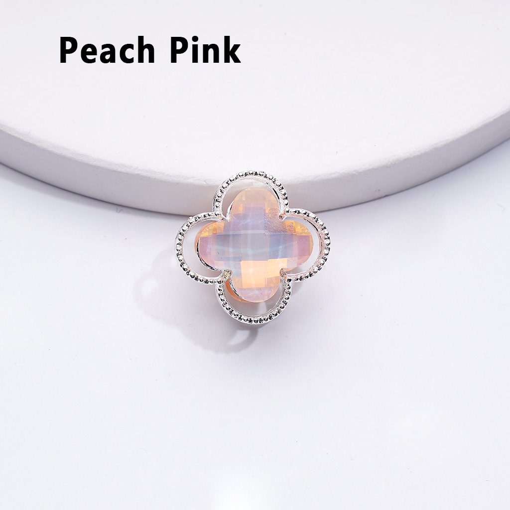 Delicate Fancy Silver Alloy Quatrefoil Flower Beads with Shiny Multi-Color Rhinestones, Around 16MM