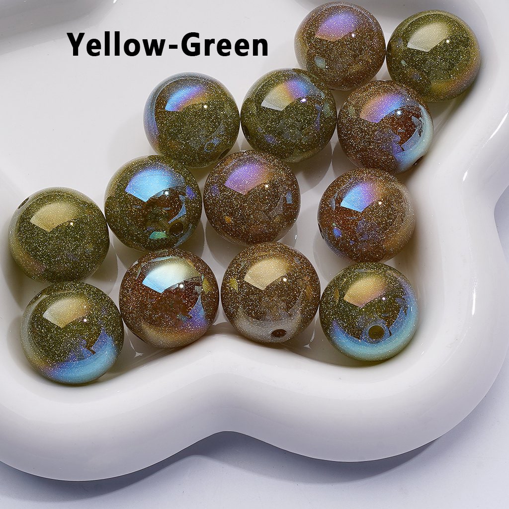Multi-Color UV Coating Glitter Shiny Round Acrylic Beads, 20MM