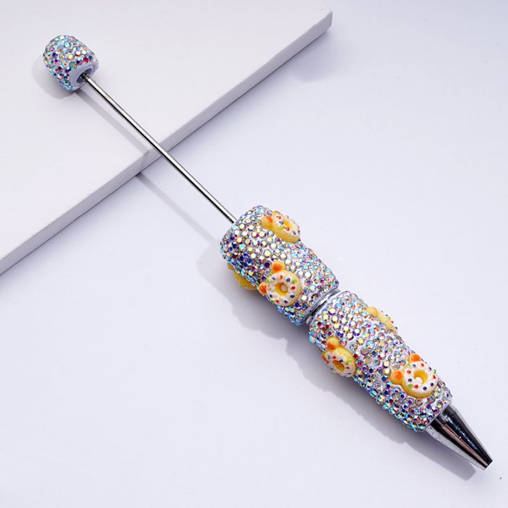 Beadable Clay Pens with Sweet Doughnut AB Rhinestones Covered the Entire Pen