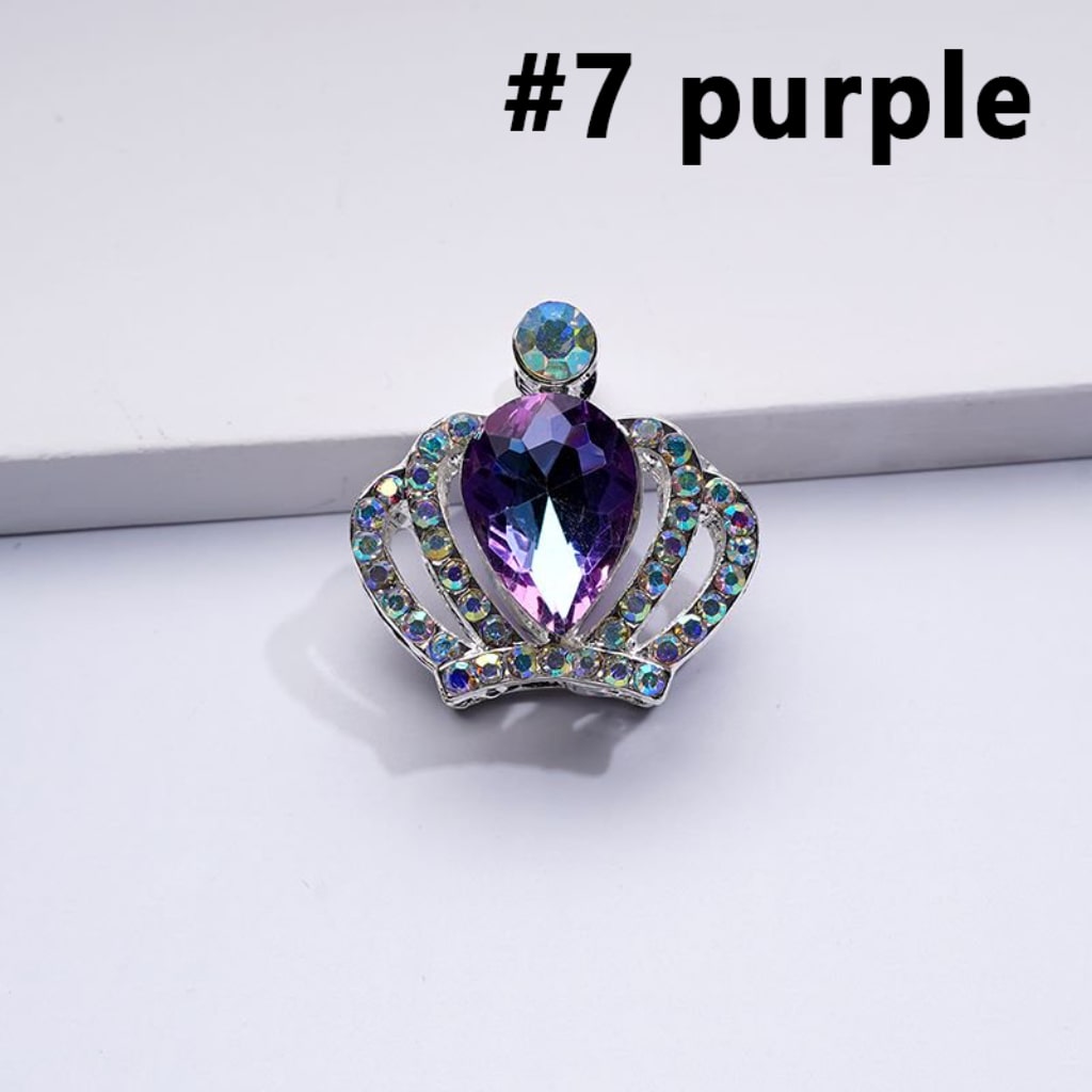 Bling Bling Silver Alloy Crown with Mini AB Rhinestones Colorful Water Drops Beads, Around 24*23MM