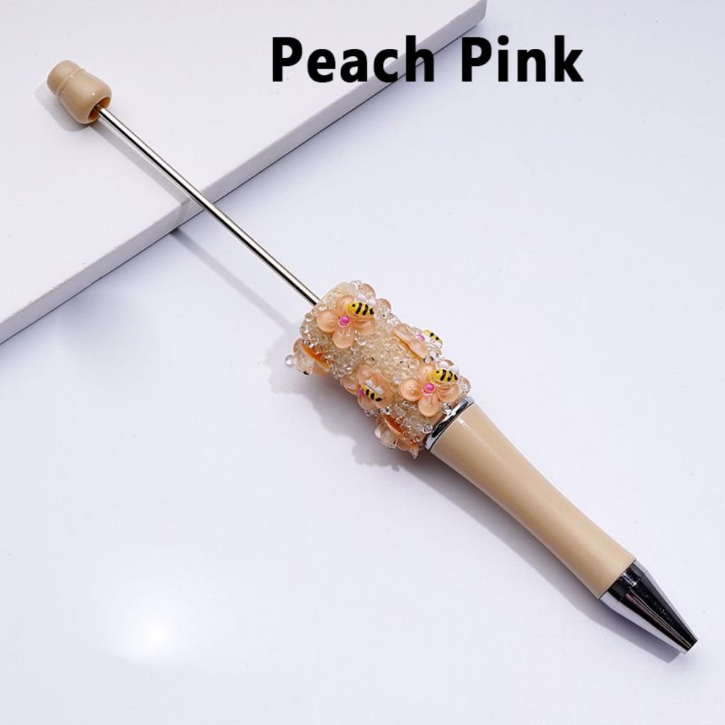 Beadable Pens with Mini Cute Bees Flowers Clear Sugars in Solid Color