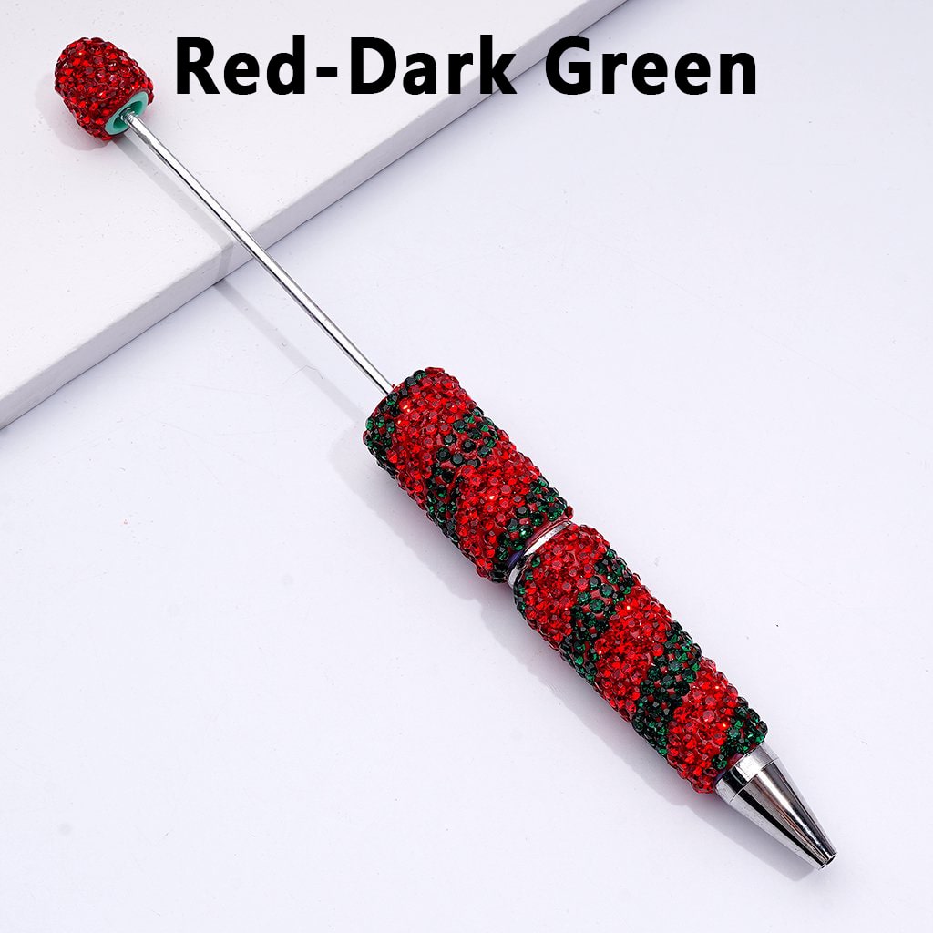 Beadable Clay Pens with Oblique-Stripe Double Color Rhinestones Covered the Entire Pen