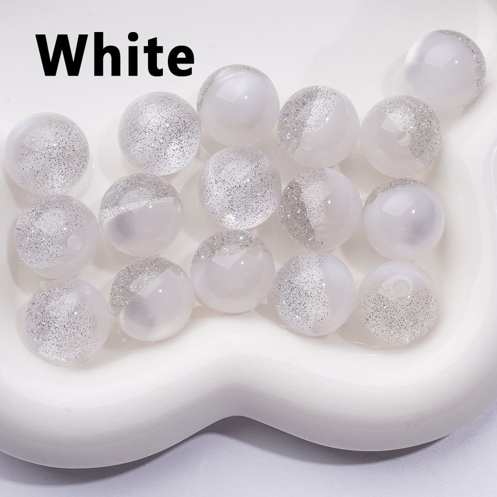 マルチカラーキャットアイスタイルアクリルビーズ、内側にシルバーグリッター入り、16MM