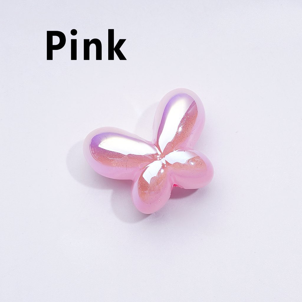 UV Coating Luminous Cute Glitter Butterfly Bowknot Acrylic Beads, Around 25*19MM