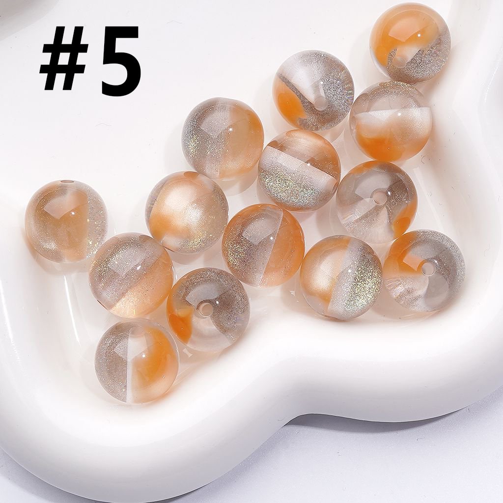 Bling Bling Double Color Cat Eye Style Shiny Gold Glitter Round Acrylic Beads, 16MM